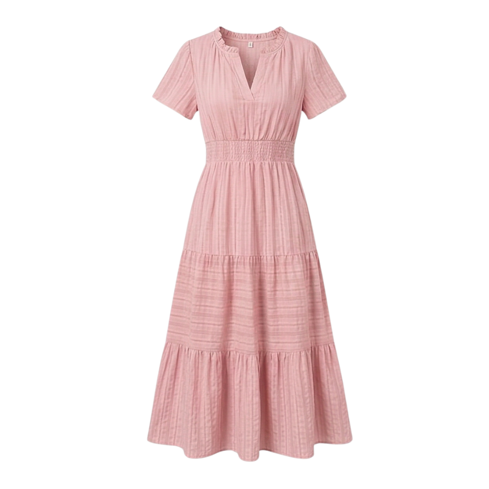 Dam V-ringad Maxiklänning - Sommarens Mest Effortless Look - Rosa