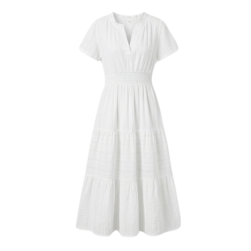 Dam V-ringad Maxiklänning - Sommarens Mest Effortless Look - Vit