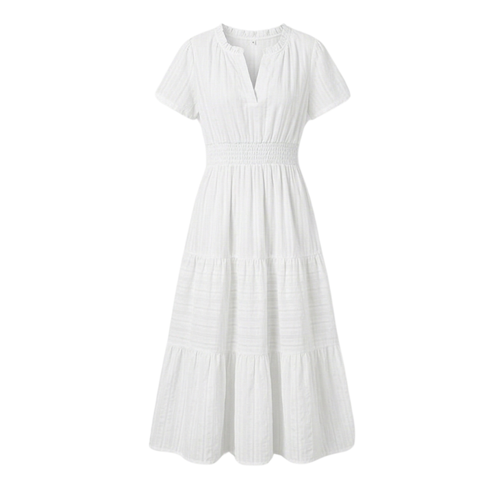 Dam V-ringad Maxiklänning - Sommarens Mest Effortless Look - Vit