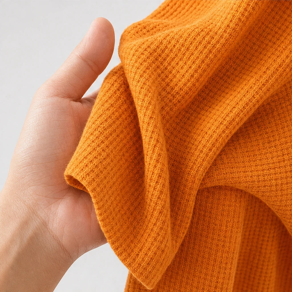 Dam Vaffeltexterad Långärmad V-ringning Blus - Klassisk Höststil
