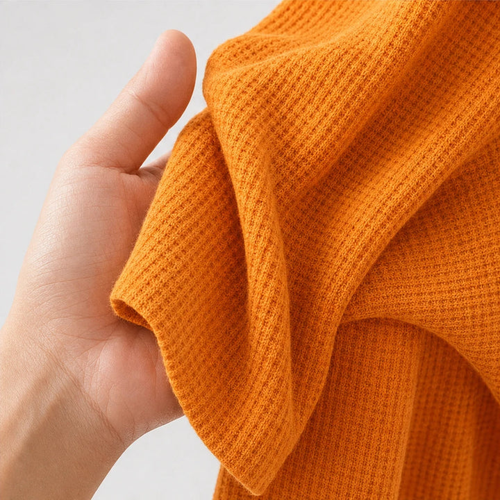 Dam Vaffeltexterad Långärmad V-ringning Blus - Klassisk Höststil