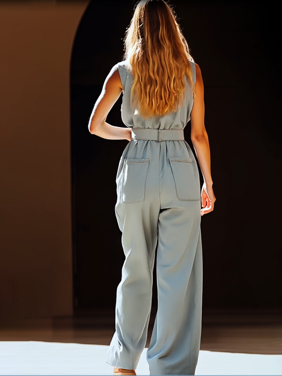 Dam Överdel Jumpsuit Tencel Denim - Casual Retro
