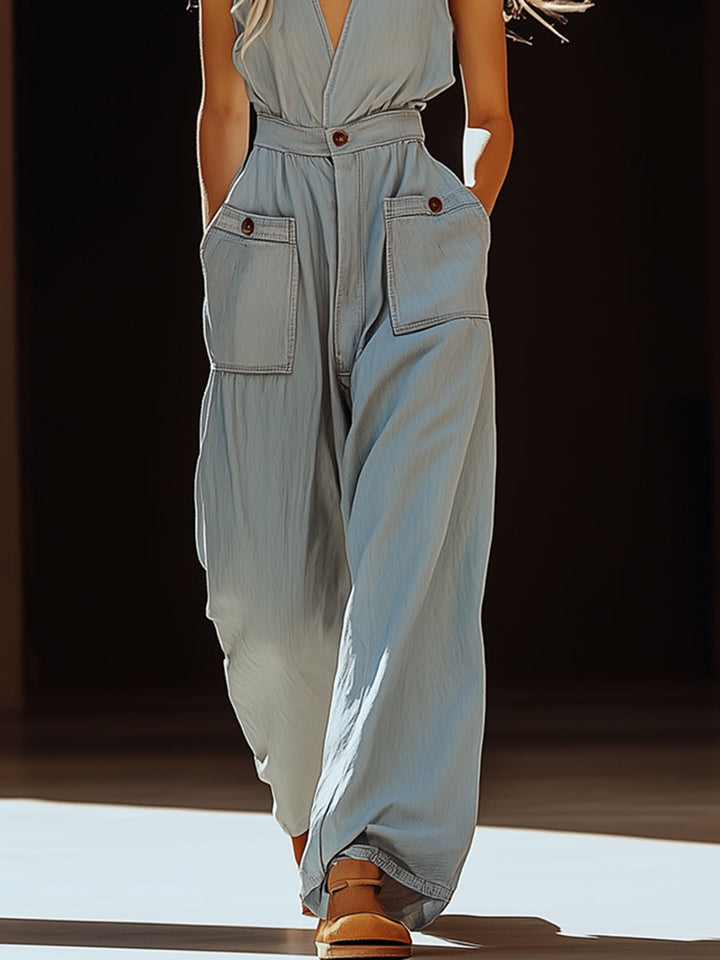 Dam Överdel Jumpsuit Tencel Denim - Casual Retro