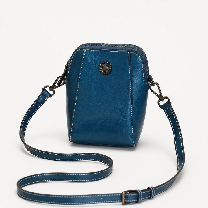 Dam Vintage Mini Axelväska in blå, Klassisk Crossbody