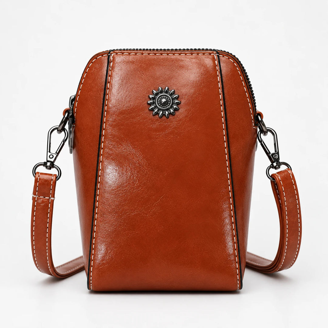 Dam Vintage Mini Axelväska in brun, Klassisk Crossbody