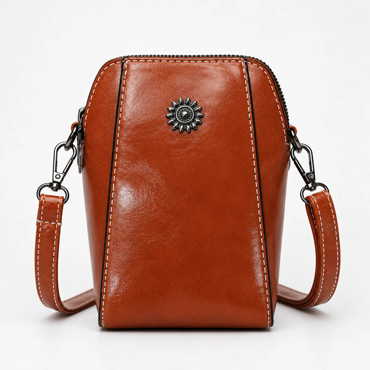 Dam Vintage Mini Axelväska in brun, Klassisk Crossbody