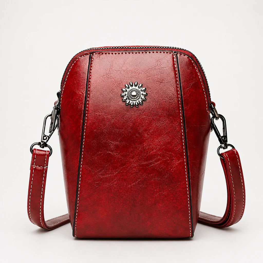 Dam Vintage Mini Axelväska in röd, Klassisk Crossbody