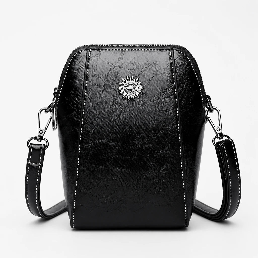 Dam Vintage Mini Axelväska in svart, Klassisk Crossbody