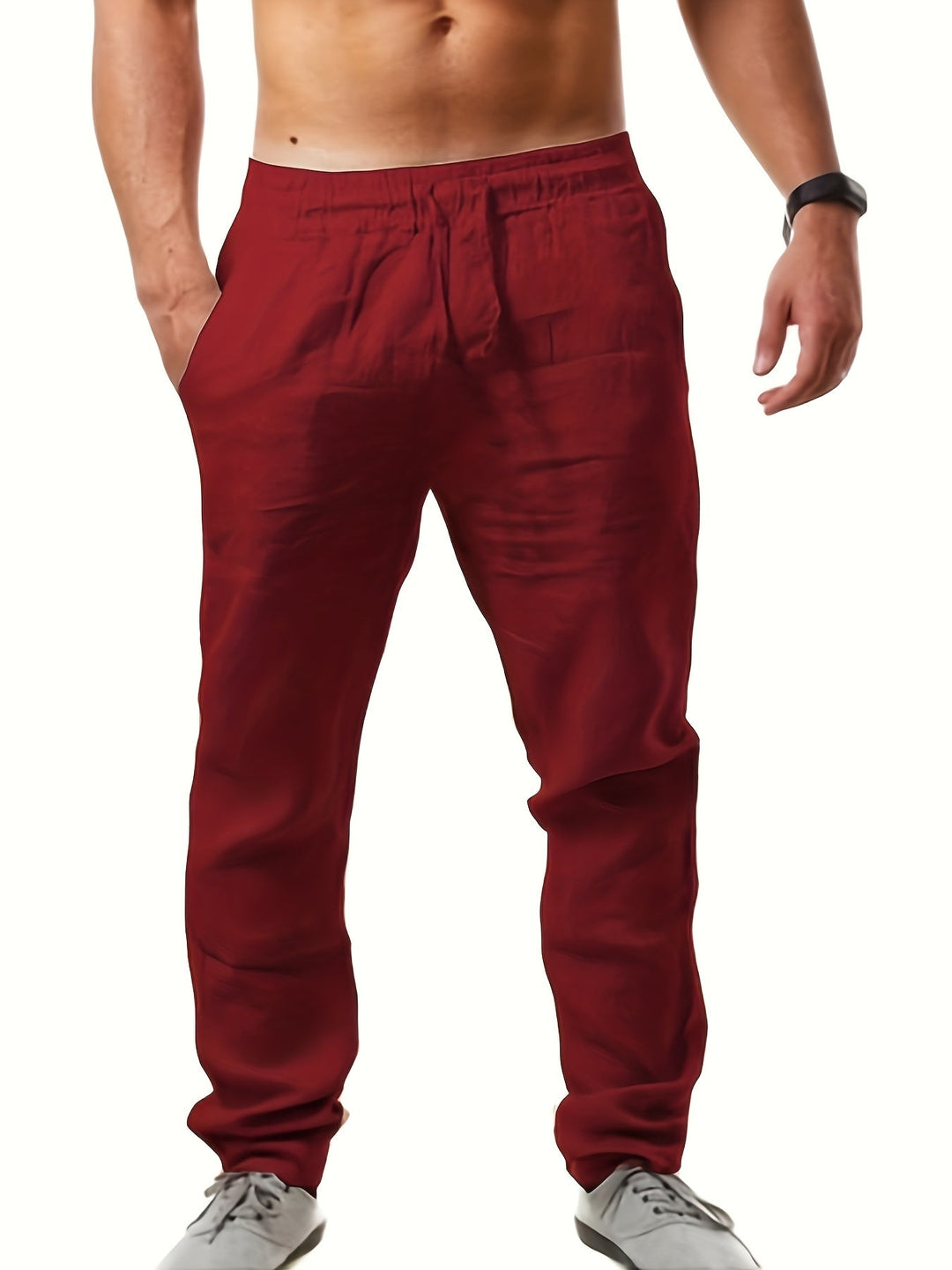 Herr Byxor | Straight | Elastisk Midja | Sommar