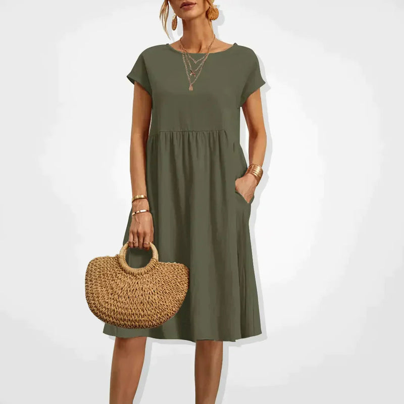 Klänning för Kvinnor | Bekväm Sommarstil | Knälång & Oversized | Bomstickad struktursblandning