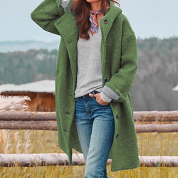 Tjock Vinterjacka för Dam | Vindskydd med Huva | Elegant & Varm | Polyester