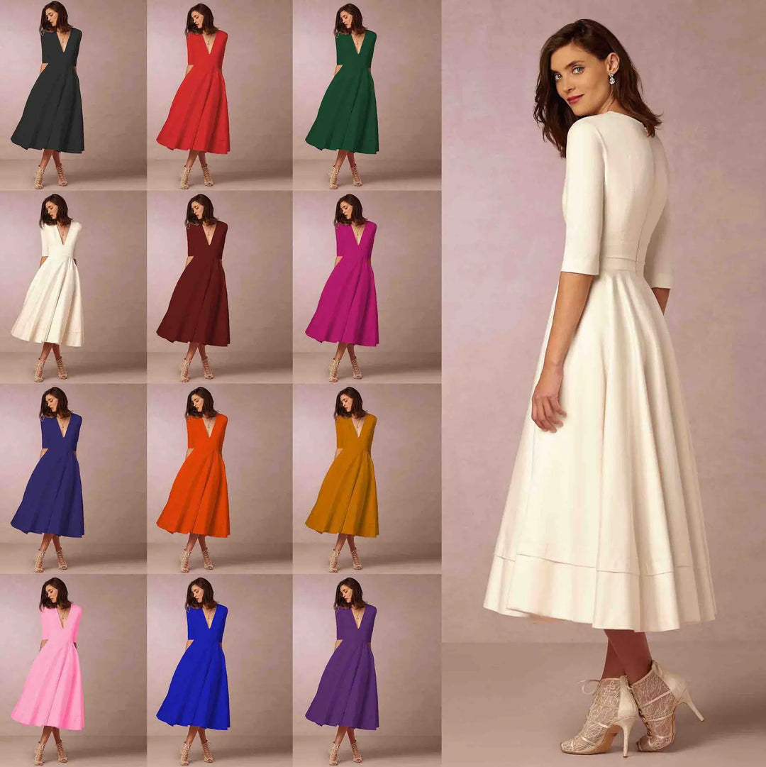 Dam Klänning | Elegant Prinsessstil | Ärmlös &amp; Tidlös Siluett | Polyester