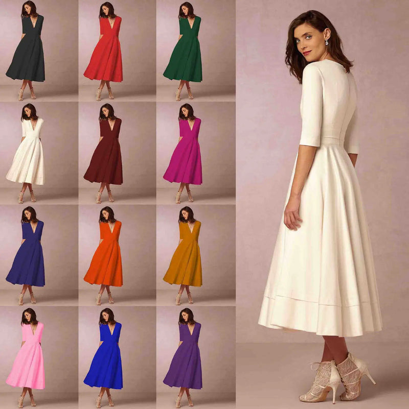 Dam Klänning | Elegant Prinsessstil | Ärmlös & Tidlös Siluett | Polyester