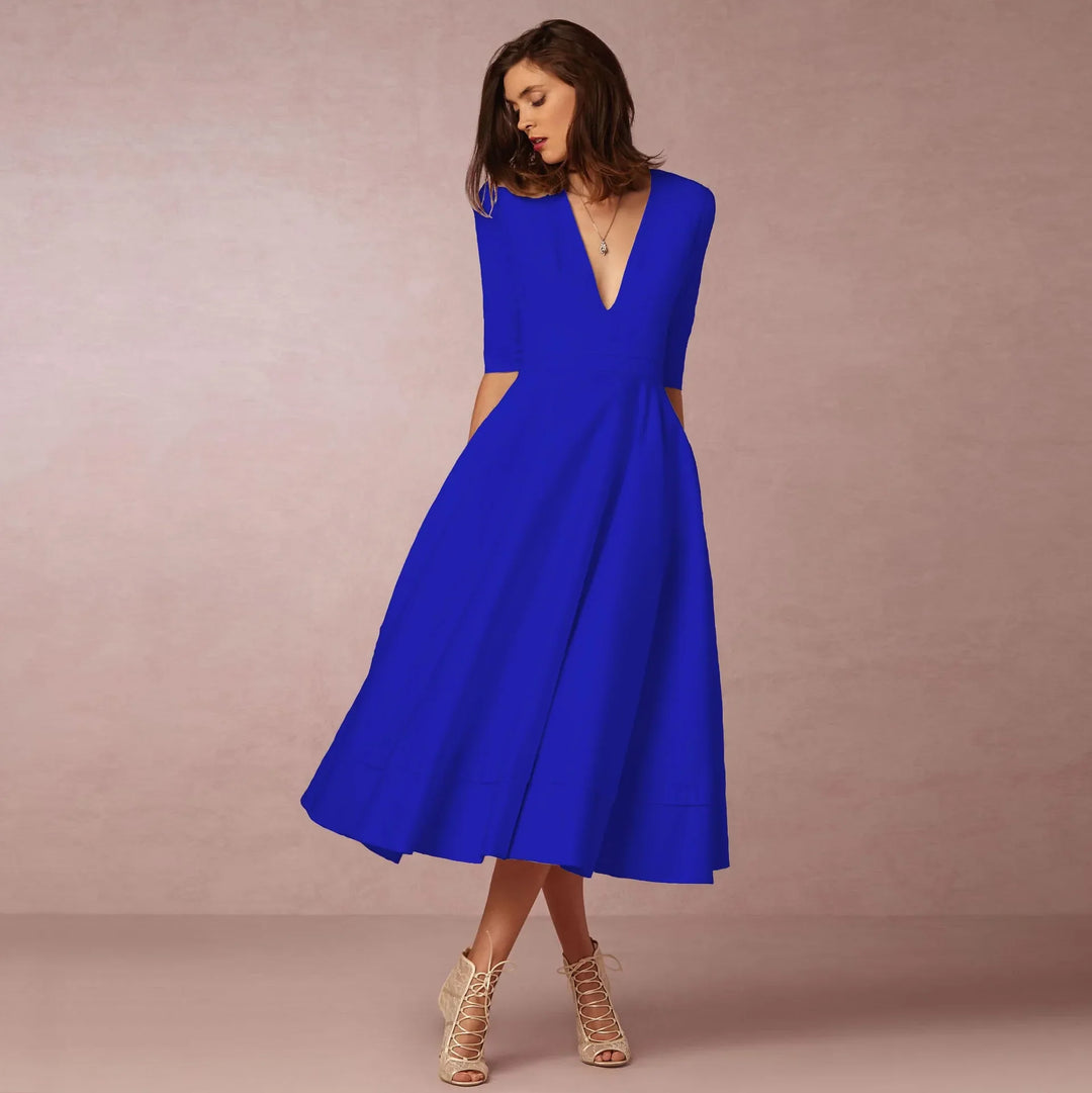 Dam Klänning | Elegant Prinsessstil | Ärmlös &amp; Tidlös Siluett | Polyester