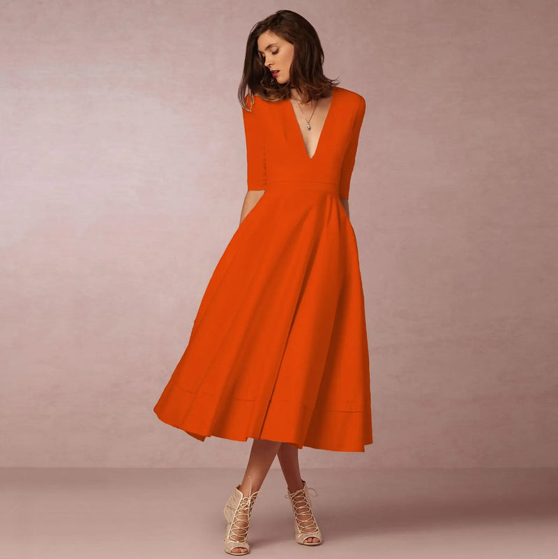 Dam Klänning | Elegant Prinsessstil | Ärmlös & Tidlös Siluett | Polyester