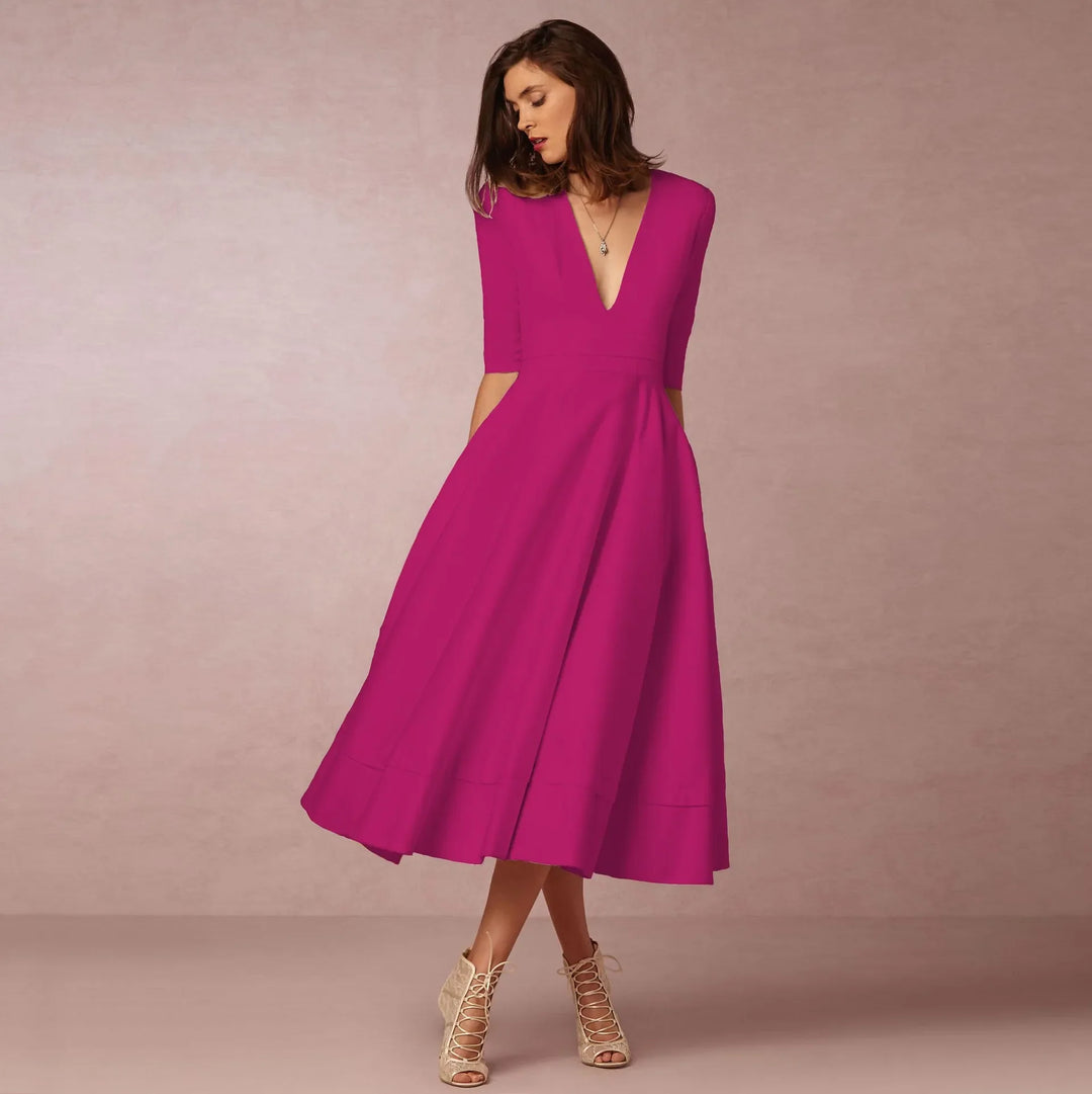 Dam Klänning | Elegant Prinsessstil | Ärmlös &amp; Tidlös Siluett | Polyester