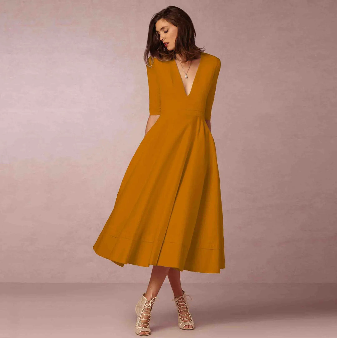 Dam Klänning | Elegant Prinsessstil | Ärmlös &amp; Tidlös Siluett | Polyester