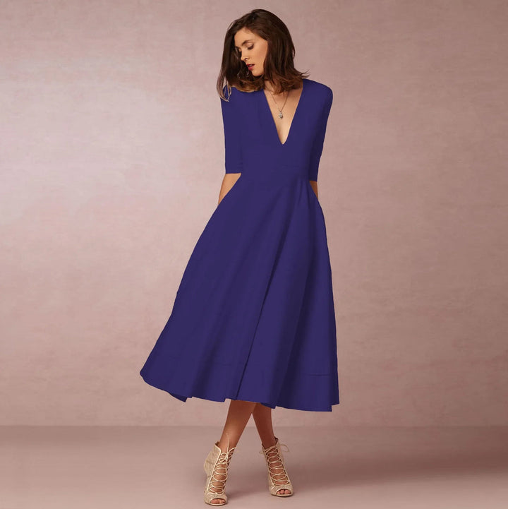 Dam Klänning | Elegant Prinsessstil | Ärmlös &amp; Tidlös Siluett | Polyester