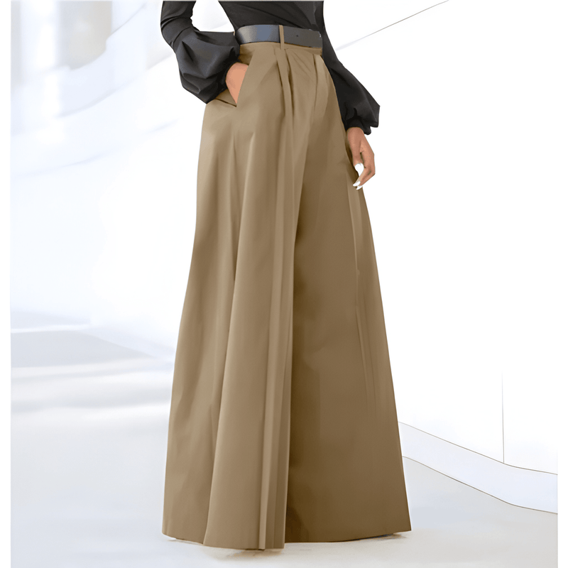 Dam Byxor | Enfärgade & Vida Ben | Hög Midja med Elegans | Polyester Spandex