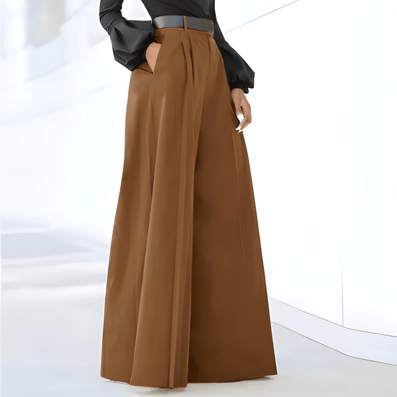 Dam Byxor | Enfärgade & Vida Ben | Hög Midja med Elegans | Polyester Spandex