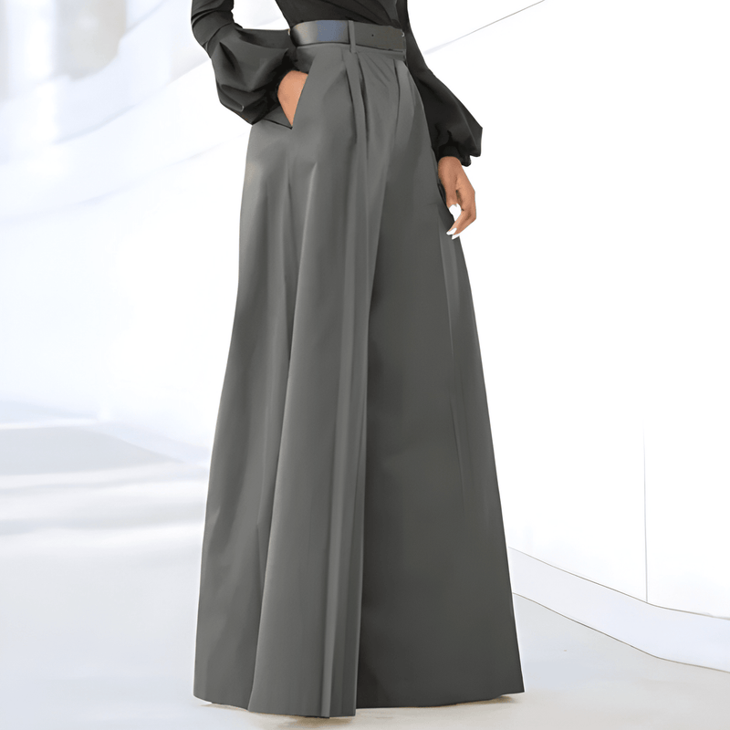 Dam Byxor | Enfärgade & Vida Ben | Hög Midja med Elegans | Polyester Spandex