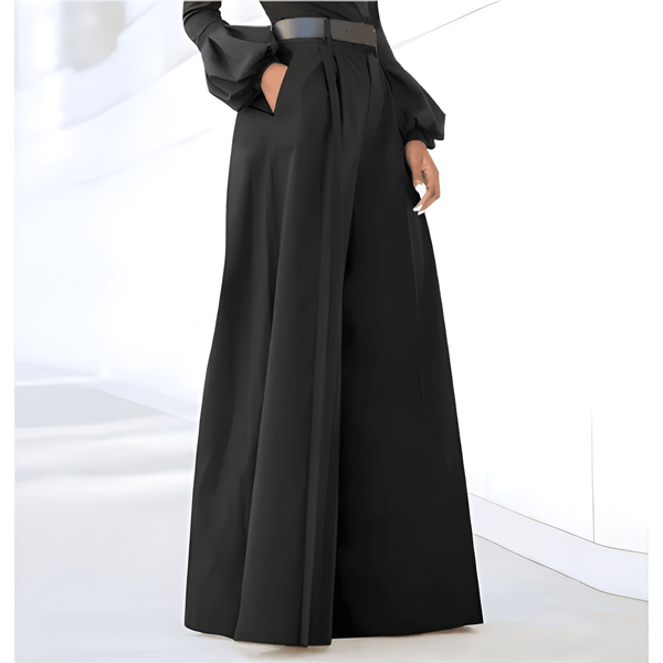 Dam Byxor | Enfärgade & Vida Ben | Hög Midja med Elegans | Polyester Spandex