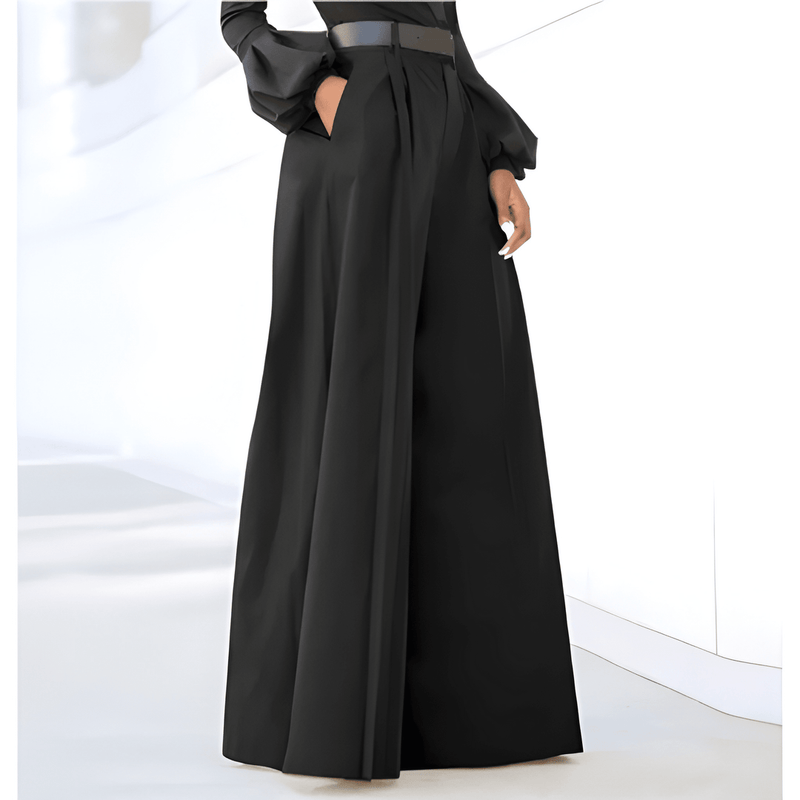 Dam Byxor | Enfärgade & Vida Ben | Hög Midja med Elegans | Polyester Spandex