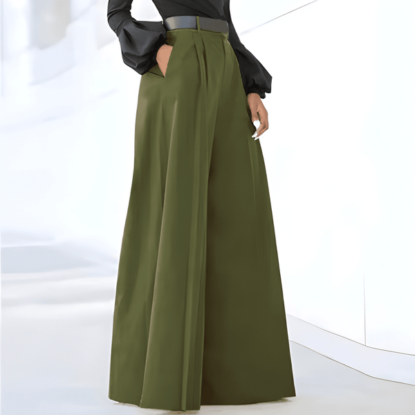 Dam Byxor | Enfärgade & Vida Ben | Hög Midja med Elegans | Polyester Spandex