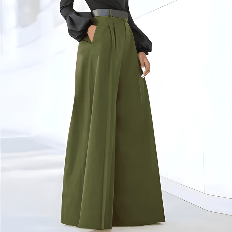 Dam Byxor | Enfärgade & Vida Ben | Hög Midja med Elegans | Polyester Spandex