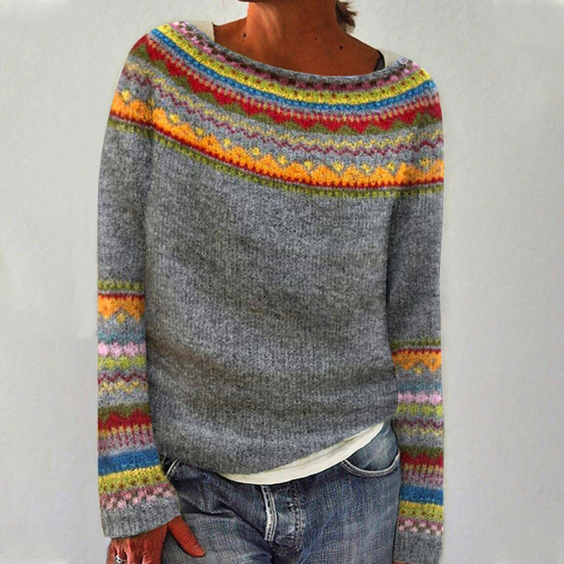 Dam Tröja | Vintage & Mysig | Varm Rund Hals | Premium Ullblandning