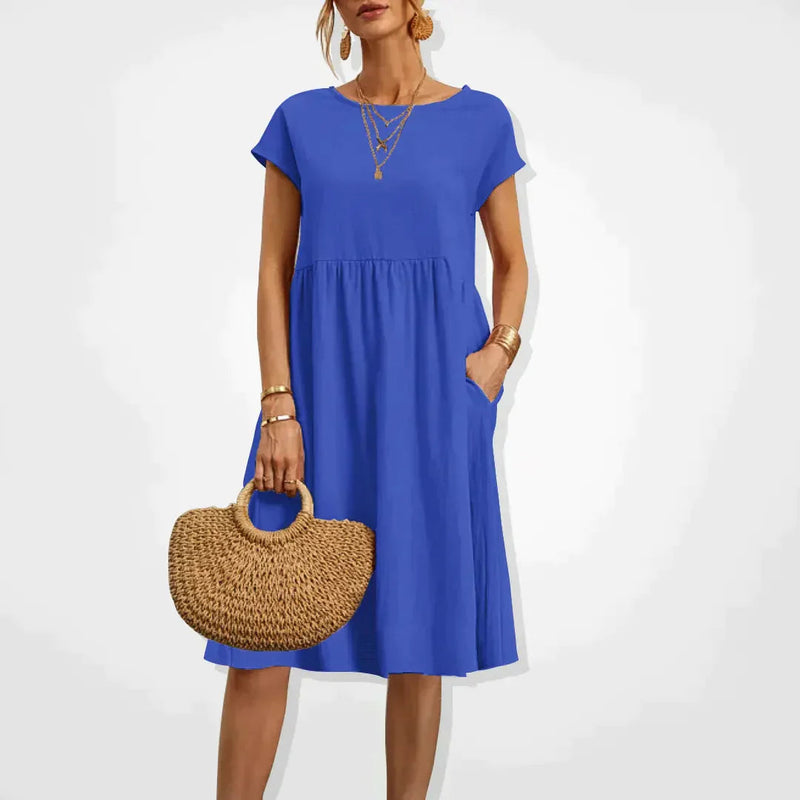 Klänning för Kvinnor | Bekväm Sommarstil | Knälång & Oversized | Bomstickad struktursblandning