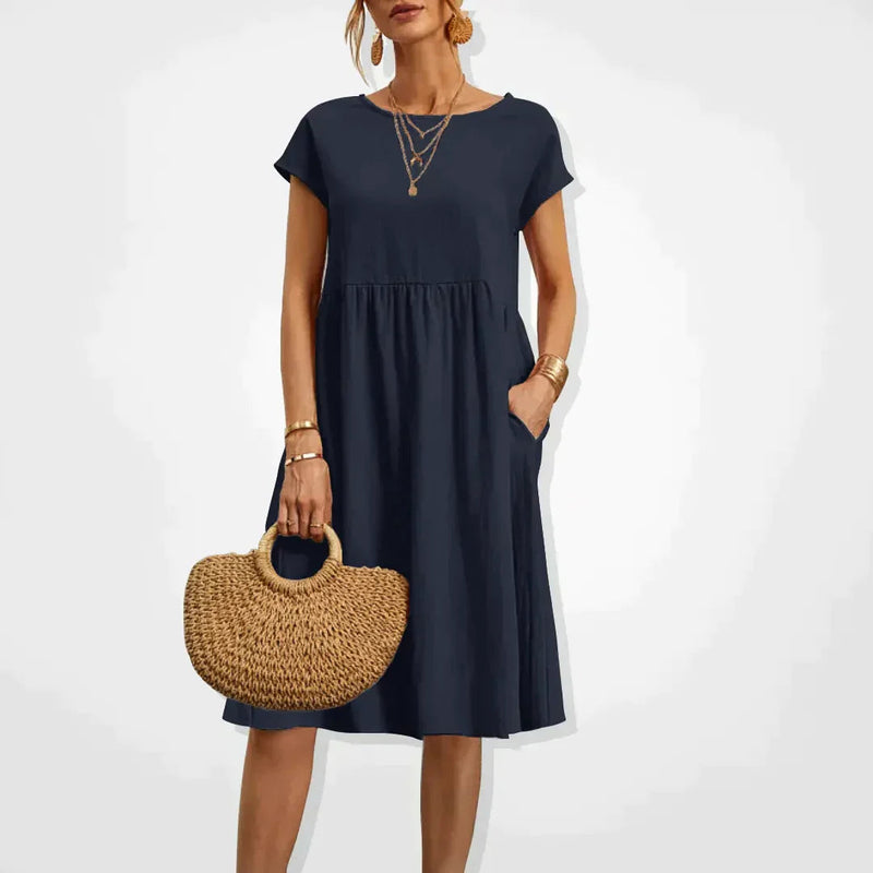 Klänning för Kvinnor | Bekväm Sommarstil | Knälång & Oversized | Bomstickad struktursblandning