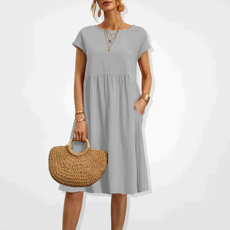 Klänning för Kvinnor | Bekväm Sommarstil | Knälång & Oversized | Bomstickad struktursblandning