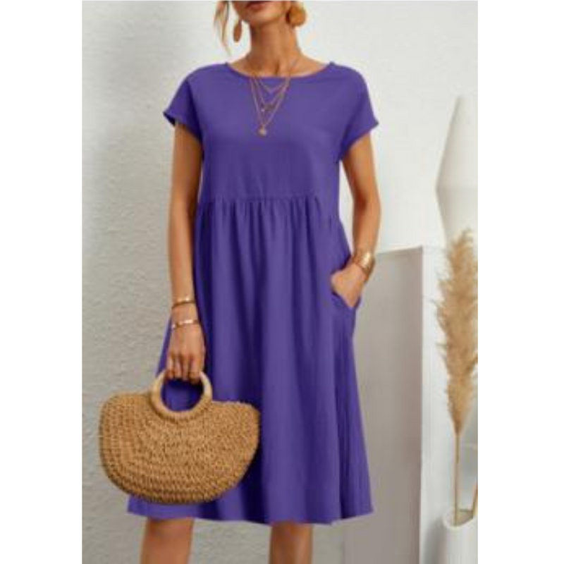 Klänning för Kvinnor | Bekväm Sommarstil | Knälång & Oversized | Bomstickad struktursblandning