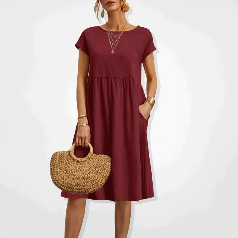 Klänning för Kvinnor | Bekväm Sommarstil | Knälång & Oversized | Bomstickad struktursblandning