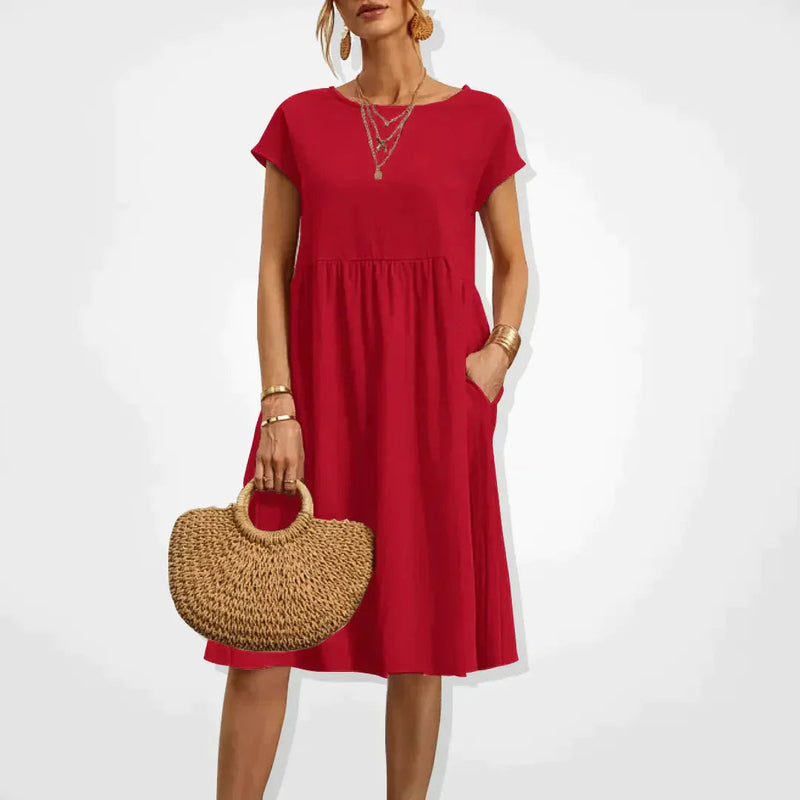 Klänning för Kvinnor | Bekväm Sommarstil | Knälång & Oversized | Bomstickad struktursblandning