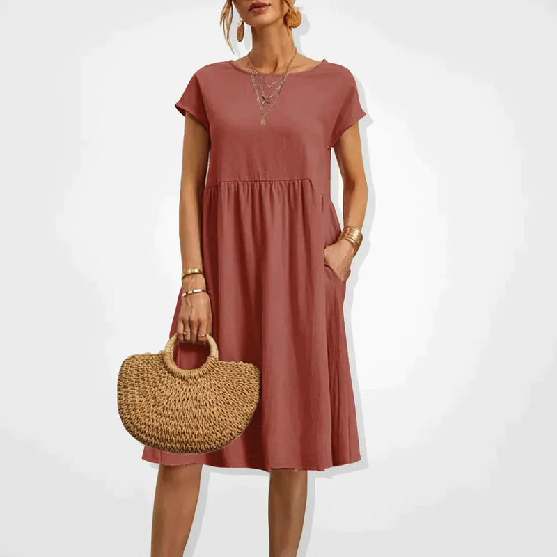 Klänning för Kvinnor | Bekväm Sommarstil | Knälång & Oversized | Bomstickad struktursblandning