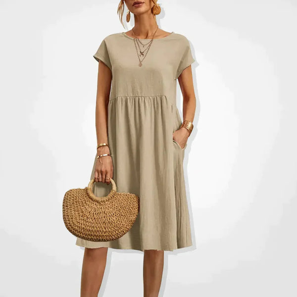 Klänning för Kvinnor | Bekväm Sommarstil | Knälång & Oversized | Bomstickad struktursblandning