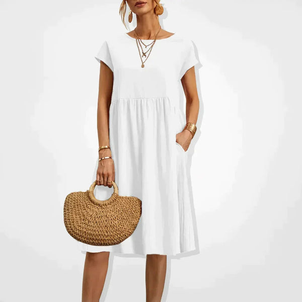Klänning för Kvinnor | Bekväm Sommarstil | Knälång & Oversized | Bomstickad struktursblandning