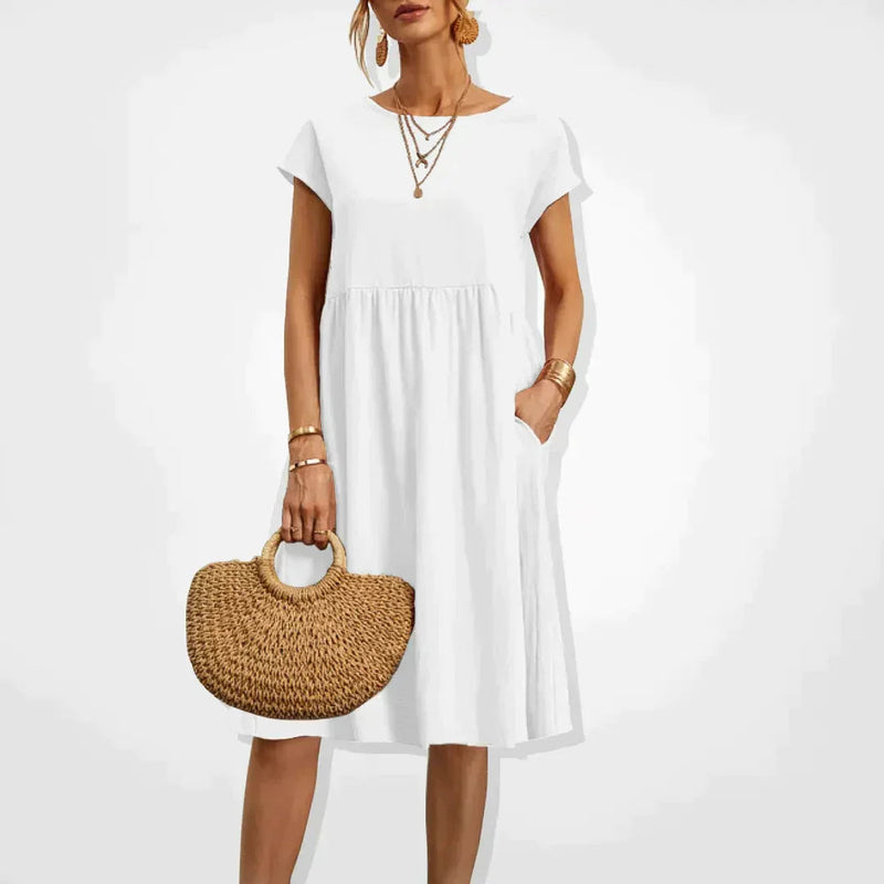 Klänning för Kvinnor | Bekväm Sommarstil | Knälång & Oversized | Bomstickad struktursblandning