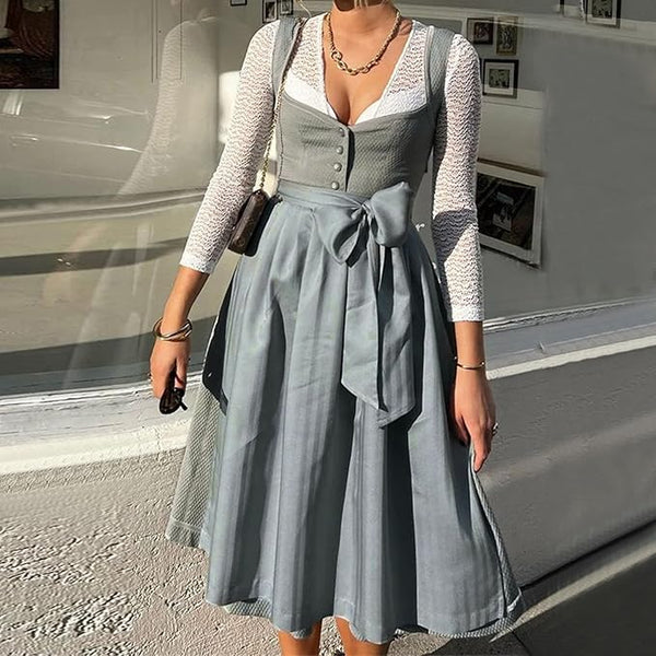 Klänning för Kvinnor | Elegant Oktoberfeststil | Klassisk Skärning & Dekorativa Detaljer | Polyester