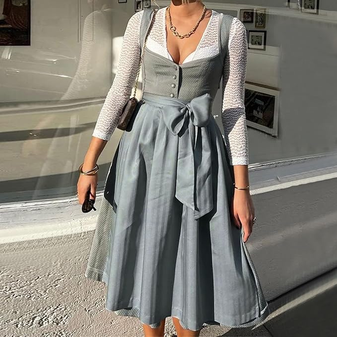 Klänning för Kvinnor | Elegant Oktoberfeststil | Klassisk Skärning & Dekorativa Detaljer | Polyester