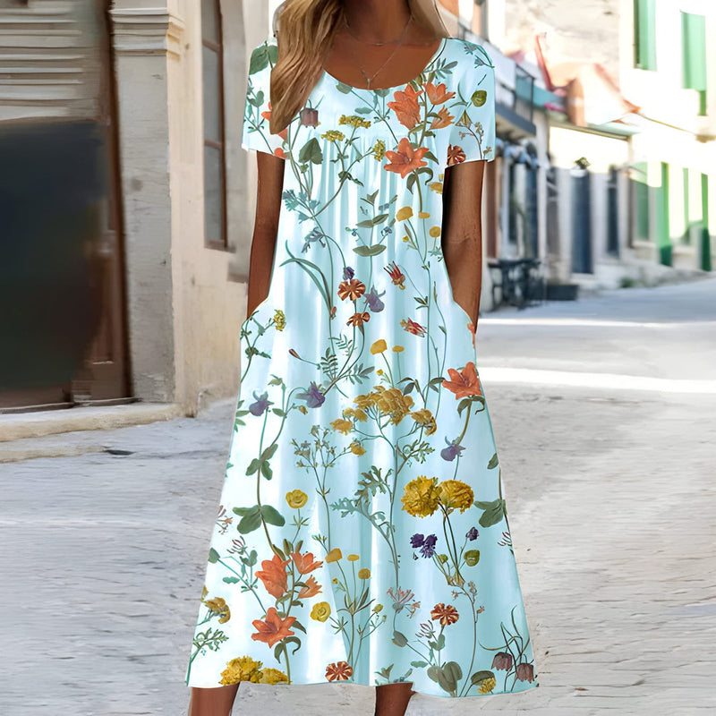 Blommig Klänning för Dam | Elegant & Andningsbar | Smickrande Passform | Polyester