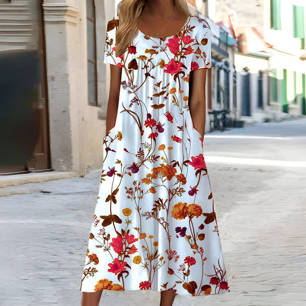 Blommig Klänning för Dam | Elegant & Andningsbar | Smickrande Passform | Polyester