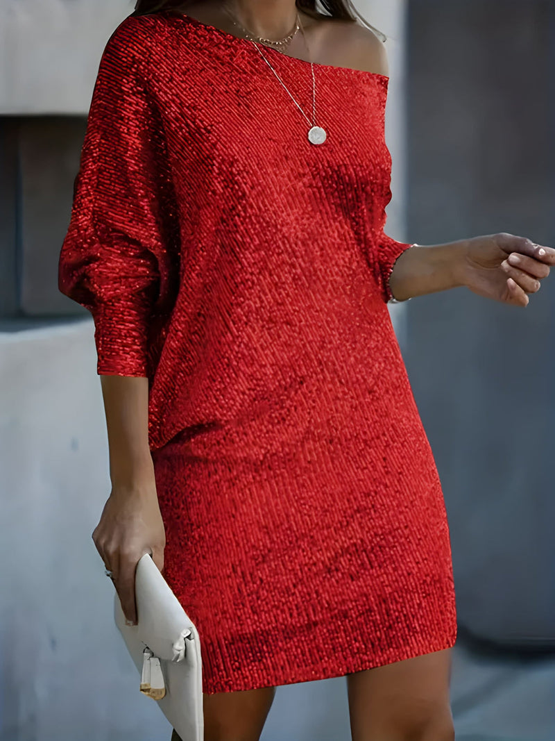 Festklänningar | Enaxlad Mini Klänning Dam | Elegant Party Stil