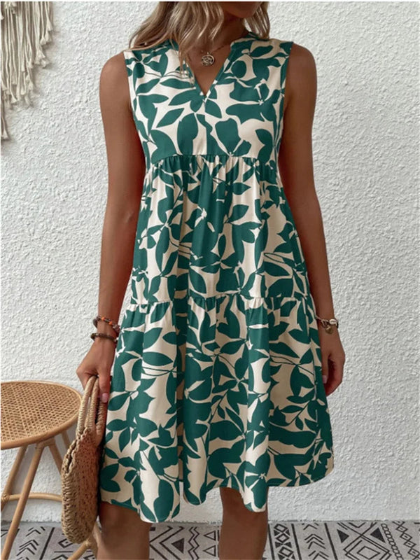 Sommarklänning för Dam | Elegant A-Linjeform | Blommönster & Lätt Tyg | Polyester