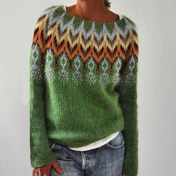 Retro Tröja för Dam | Klassisk Stil & Mysig Känsla | Höst-Vintervärme | Polyester