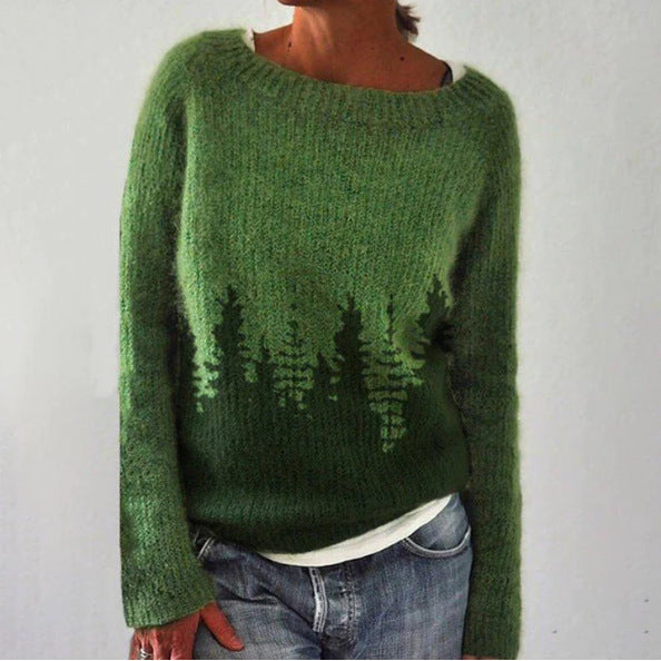 Retro Tröja för Dam | Klassisk Stil & Mysig Känsla | Höst-Vintervärme | Polyester