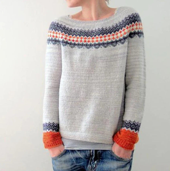 Retro Tröja för Dam | Klassisk Stil & Mysig Känsla | Höst-Vintervärme | Polyester