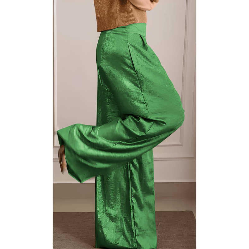 Dambyxa | Hög Midja Vida Ben | Metallisk Look & Bekväm Passform | Polyester